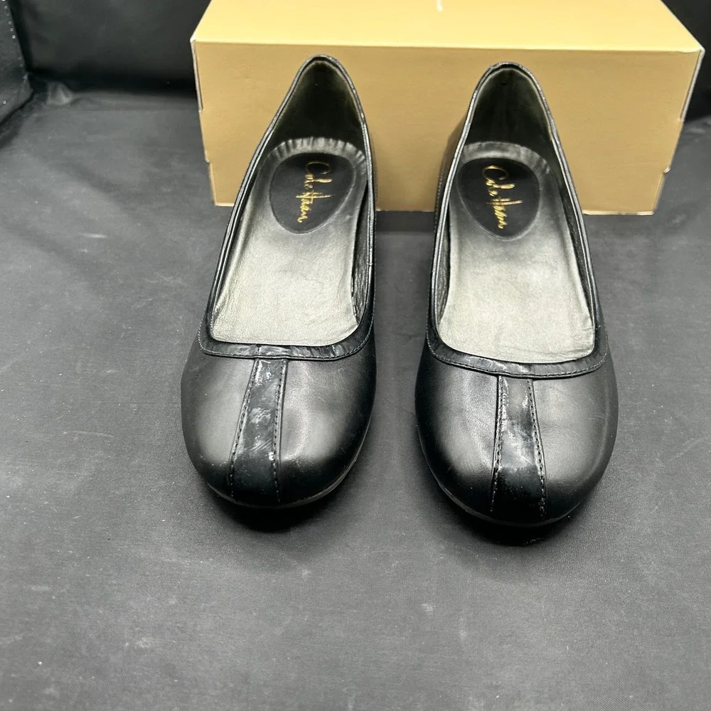 Cole Haan Air Tali Black Leather NikeAir Wedge Pumps Shoes D30148 Womens 8B